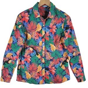 J.McLaughlin Tropical Toucan Print Button Up Top Women's S Cotton